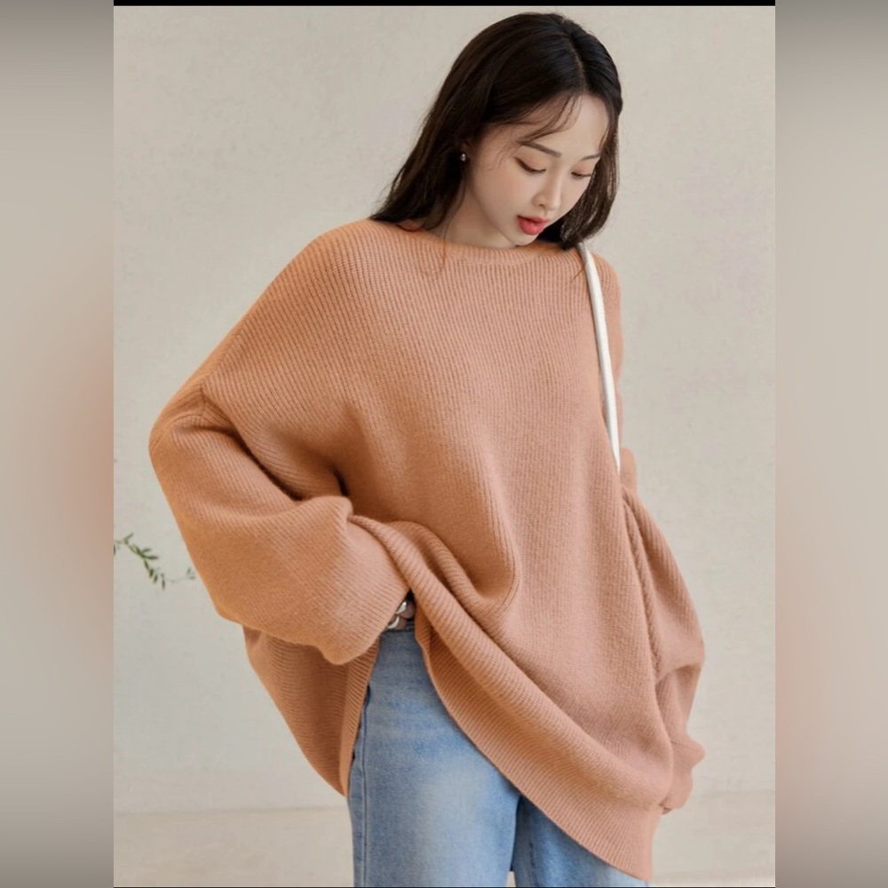 Dazy Solid Drop Shoulder Oversized Sweater